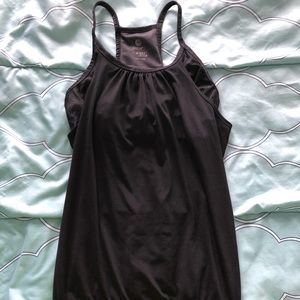Black exercise tank built in bra